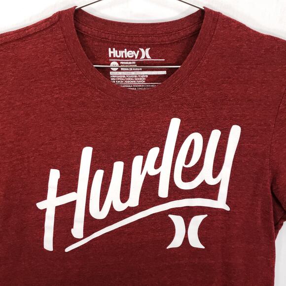Hurley T Shirt Mens Medium Red Logo Graphic Short Sleeve Crew Neck Pullover - Picture 2 of 6